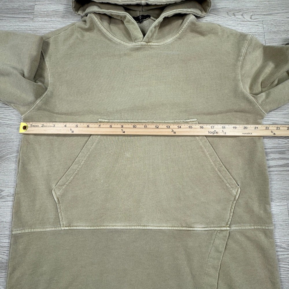 7 For All Mankind Womens Hoodie Tan Large Longline Asymmetrical Pullover Pocket - Picture 4 of 8